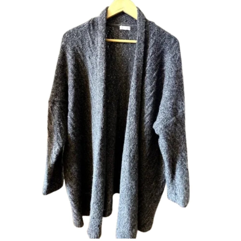 J. Jill Cable Knit Open Cardigan Gray Alpaca Blend | Estimated 2X | Oversized